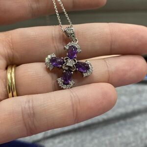 Amethyst CZ Sterling Silver Necklace 20"